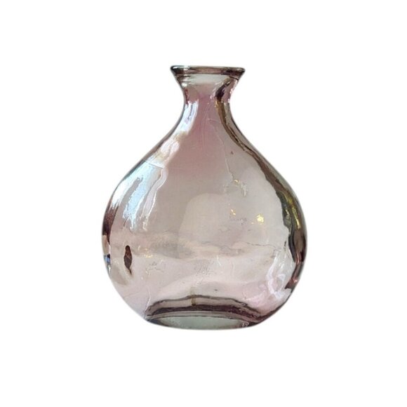 Vintage Hand Blown Glass Bottle Vase Purple Rose Gold Pink Spanish Bottle Boho - Picture 1 of 11
